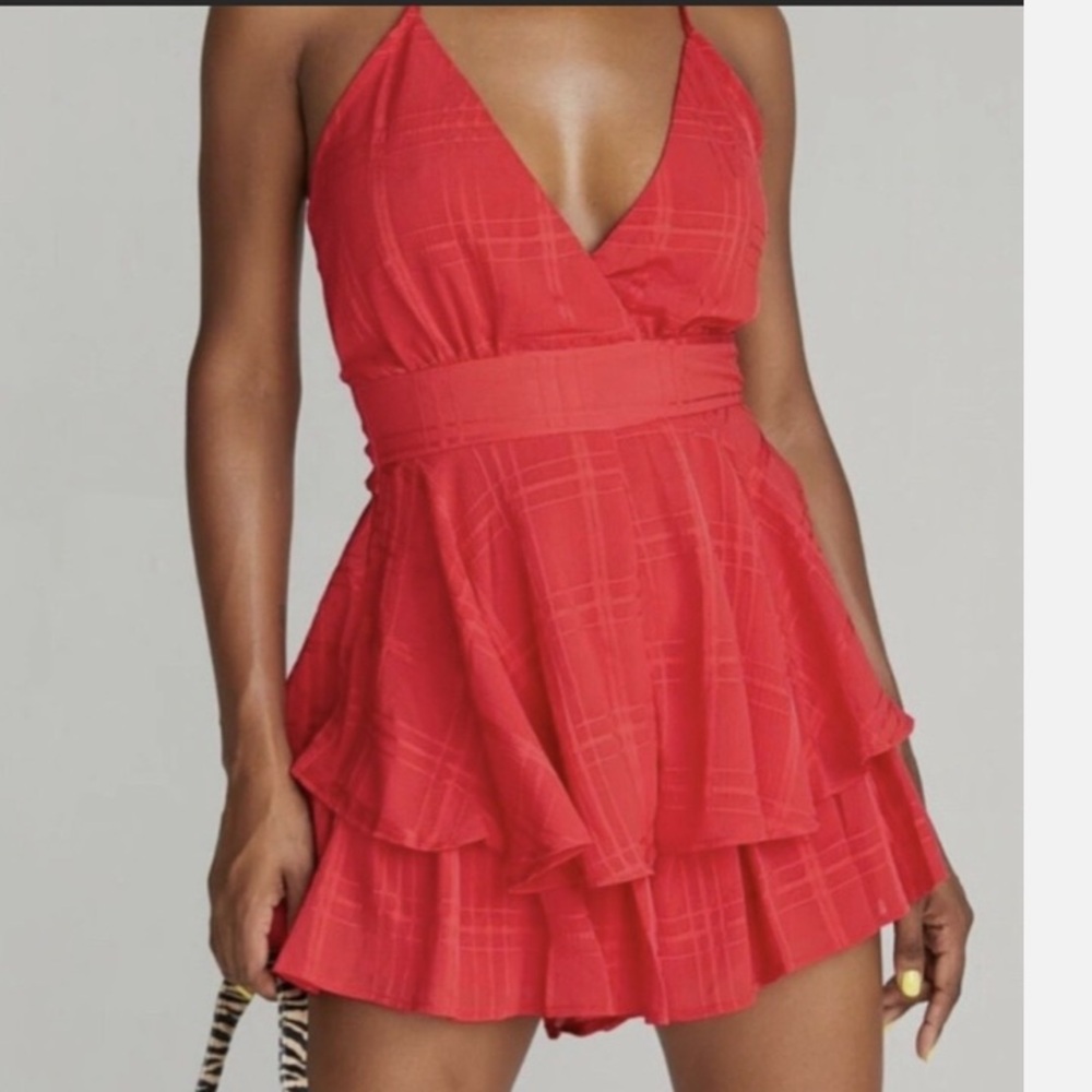 NEW Davi & Dani Red Romper Dress Party Summer Spring Flirty Fun Size Small